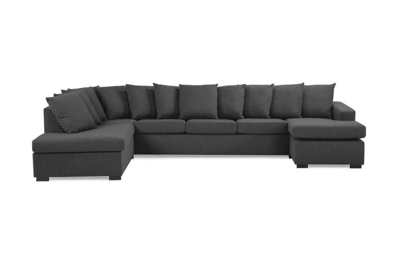 Crazy 5-personers Venstrevendt U-formet X-Large Sofa med Divan og Chaiselong i Stof inkl. Kuvertpuder - Antracit - Møbler - Sofaer - U Sofa