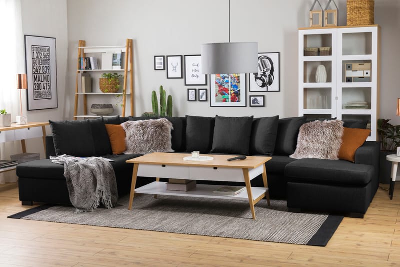 Crazy 5-personers Venstrevendt U-formet X-Large Sofa med Divan og Chaiselong i Stof inkl. Kuvertpuder - Mørkegrå - Møbler - Sofaer - U Sofa