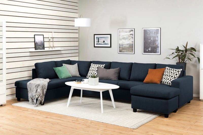 Crazy 5-personers Venstrevendt U-formet X-Large Sofa med Chaiselong i Stof - Blå - Møbler - Sofaer - U Sofa