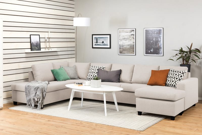 Crazy 5-personers Venstrevendt U-formet X-Large Sofa med Chaiselong i Stof - Beige - Møbler - Sofaer - U Sofa