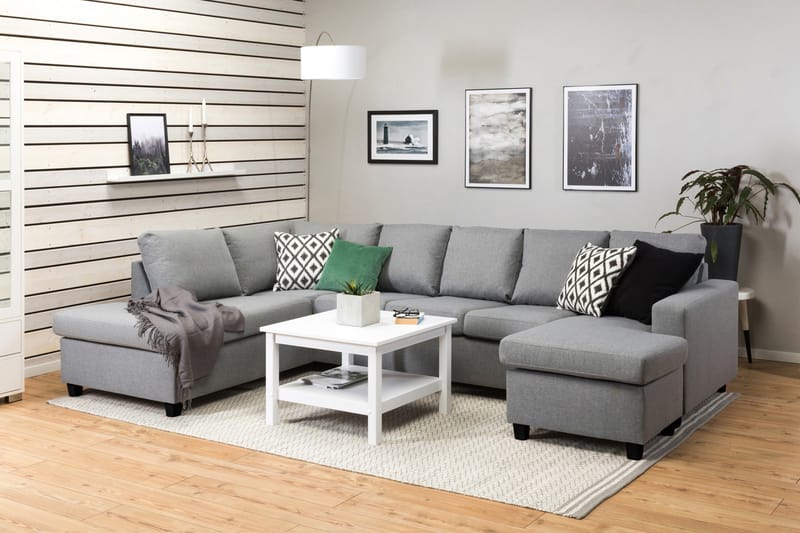 Crazy 5-personers Venstrevendt U-formet Sofa med Chaiselong i Stof - Grå - Møbler - Sofaer - U Sofa