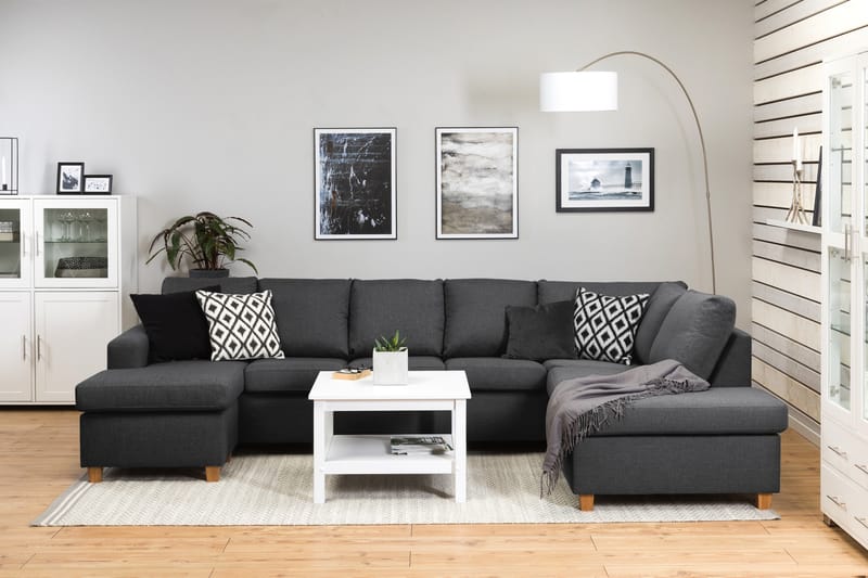 Crazy 5-personers Højrevendt U-formet X-Large Sofa med Chaiselong i Stof - Mørkegrå - Møbler - Sofaer - U Sofa