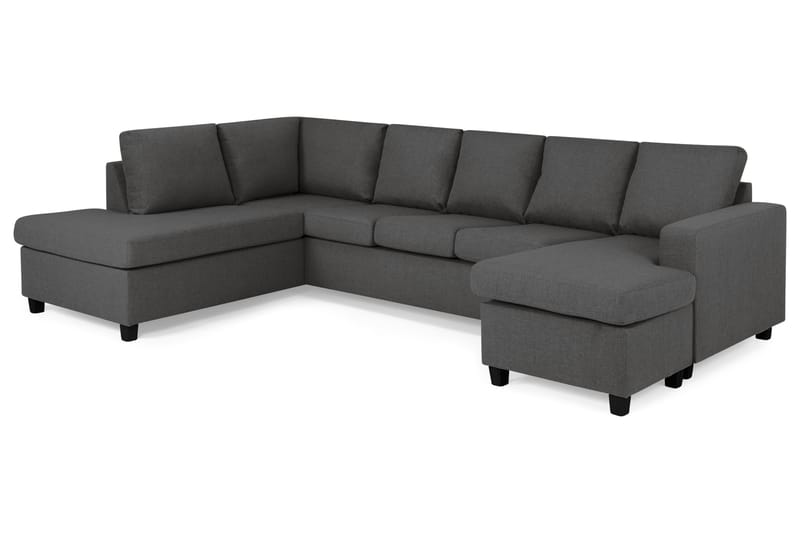 Crazy 5-personers Venstrevendt U-formet Sofa med Chaiselong i Stof - Mørkegrå - Møbler - Sofaer - U Sofa