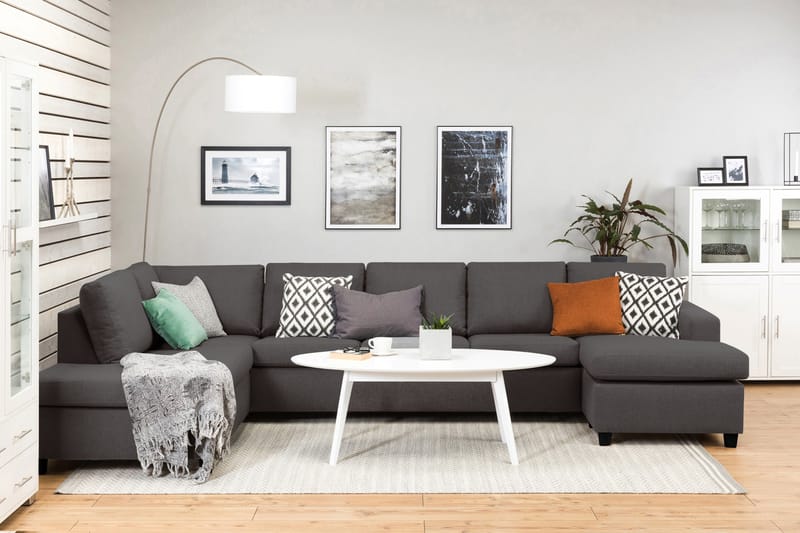 Crazy 5-personers Venstrevendt U-formet X-Large Sofa med Chaiselong i Stof - Mørkegrå - Møbler - Sofaer - U Sofa