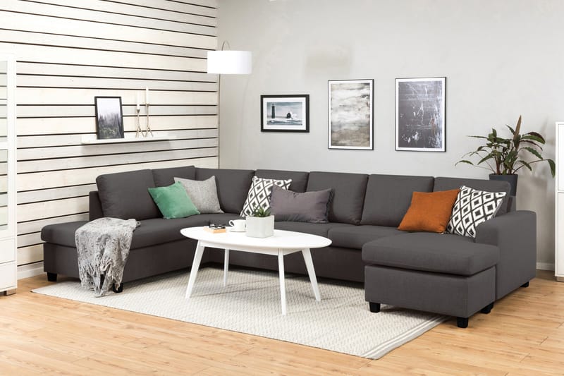 Crazy 5-personers Venstrevendt U-formet X-Large Sofa med Chaiselong i Stof - Mørkegrå - Møbler - Sofaer - U Sofa