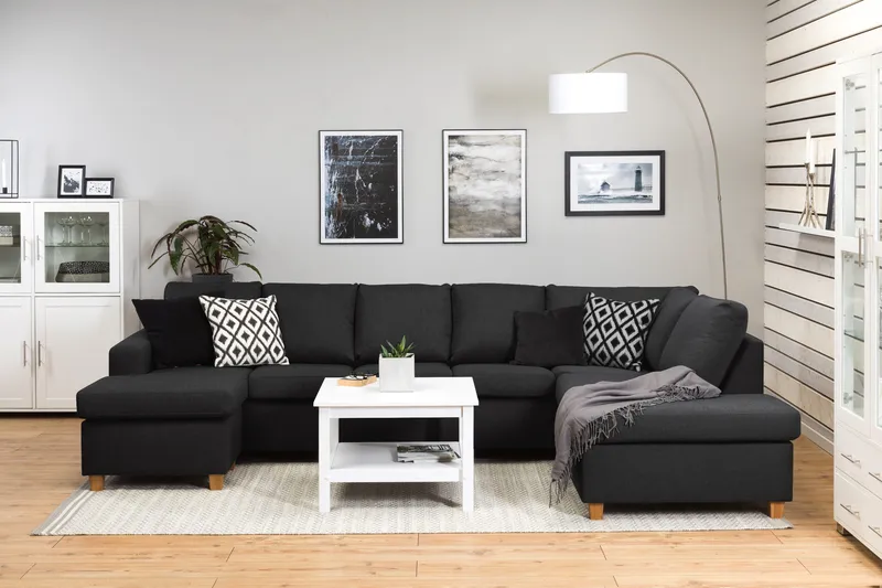 Crazy 5-personers Højrevendt U-formet X-Large Sofa med Chaiselong i Stof - Antracit - Møbler - Sofaer - U Sofa