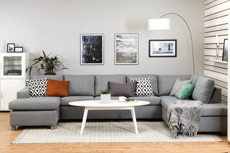 Crazy 5-personers Højrevendt U-formet X-Large Sofa med Chaiselong i Stof - Grå - Møbler - Sofaer - U Sofa