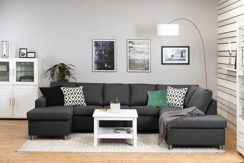 Crazy 5-personers Højrevendt U-formet X-Large Sofa med Chaiselong i Stof - Mørkegrå - Møbler - Sofaer - U Sofa