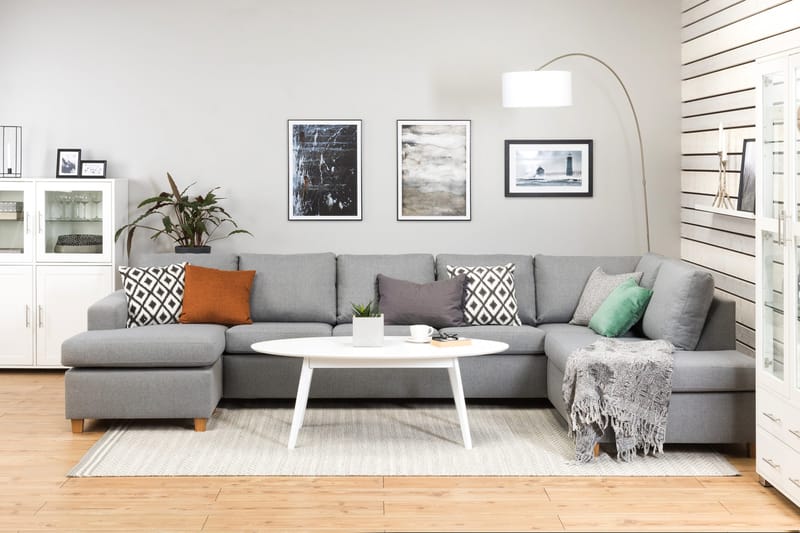 Crazy 5-personers Højrevendt U-formet X-Large Sofa med Chaiselong i Stof - Grå - Møbler - Sofaer - U Sofa