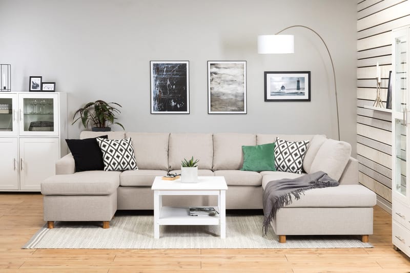 Crazy 5-personers Højrevendt U-formet X-Large Sofa med Chaiselong i Stof - Beige - Møbler - Sofaer - U Sofa