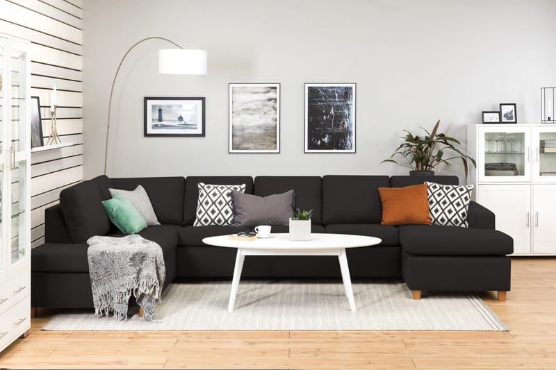 Crazy 5-personers Venstrevendt U-formet X-Large Sofa med Chaiselong i Stof - Antracit - Møbler - Sofaer - U Sofa