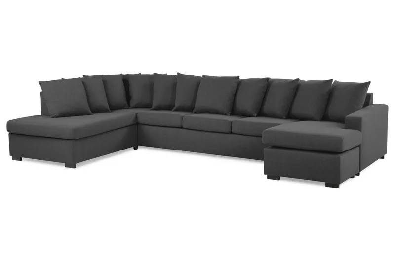 Crazy 5-personers Venstrevendt U-formet X-Large Sofa med Divan og Chaiselong i Stof inkl. Kuvertpuder - Antracit - Møbler - Sofaer - U Sofa