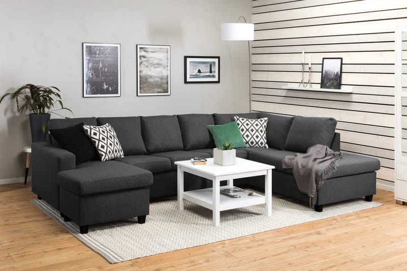 Crazy 5-personers Højrevendt U-formet X-Large Sofa med Chaiselong i Stof - Mørkegrå - Møbler - Sofaer - U Sofa