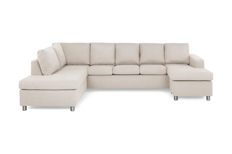 Crazy 5-personers Venstrevendt U-formet Sofa med Chaiselong i Stof - Beige - Møbler - Sofaer - U Sofa
