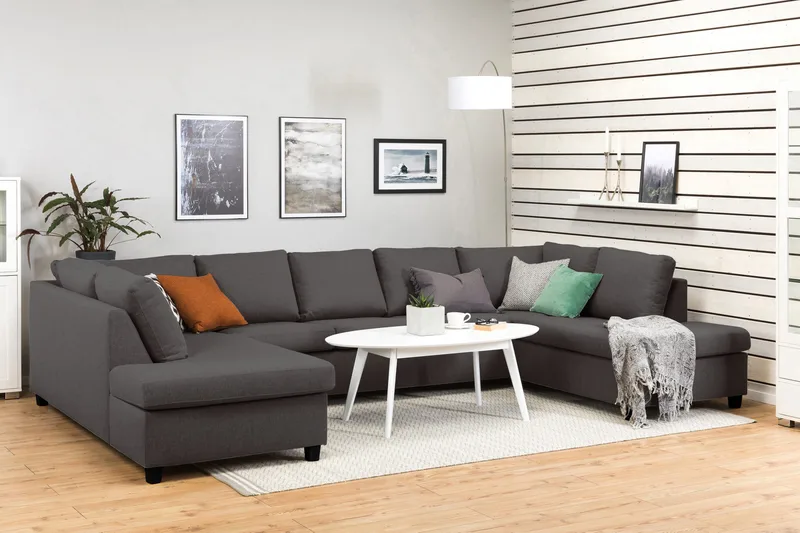 Crazy 5-personers U-formet Sofa med dobbeltchaiselong i Stof - Mørkegrå - Møbler - Sofaer - U Sofa