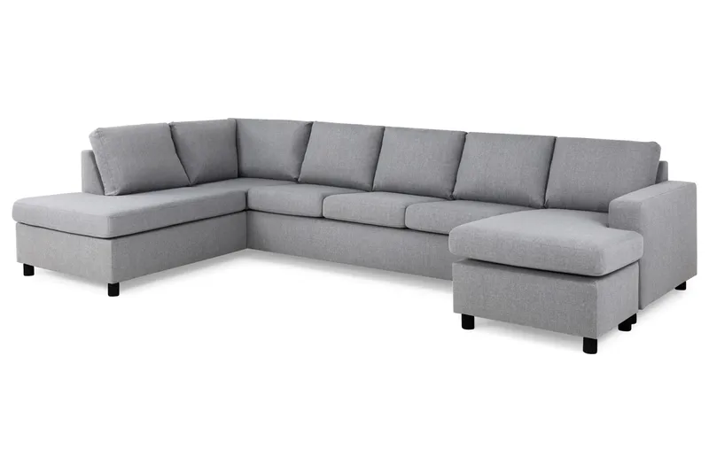 Crazy 5-personers Venstrevendt U-formet X-Large Sofa med Chaiselong i Stof - Grå - Møbler - Sofaer - U Sofa