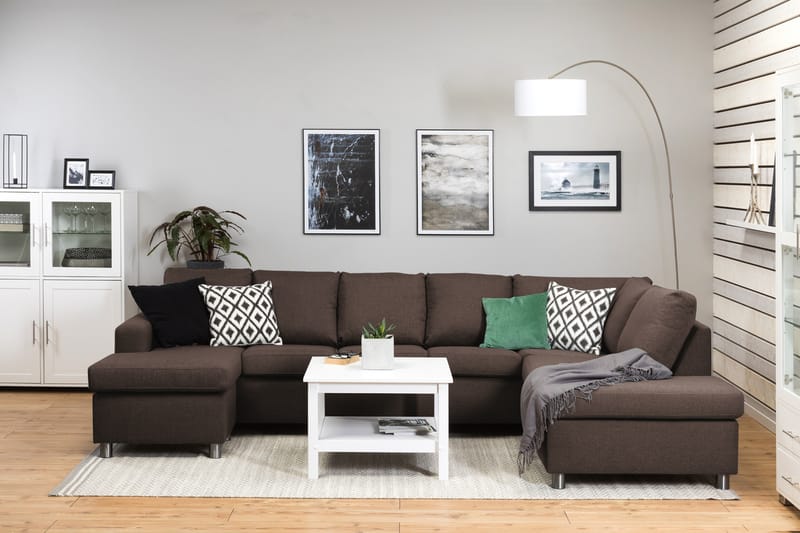 Crazy 5-personers Højrevendt U-formet X-Large Sofa med Chaiselong i Stof - Brun - Møbler - Sofaer - U Sofa