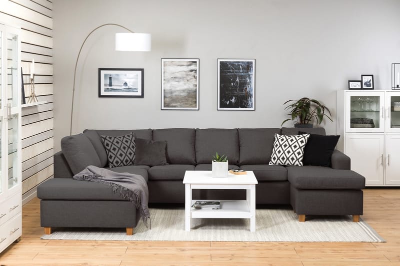 Crazy 5-personers Venstrevendt U-formet Sofa med Chaiselong i Stof - Mørkegrå - Møbler - Sofaer - U Sofa