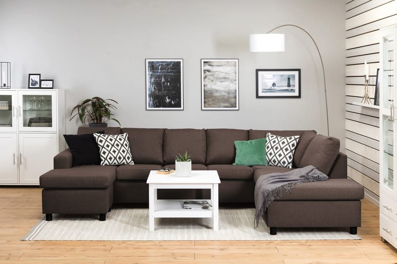 Crazy 5-personers Højrevendt U-formet X-Large Sofa med Chaiselong i Stof - Brun - Møbler - Sofaer - U Sofa