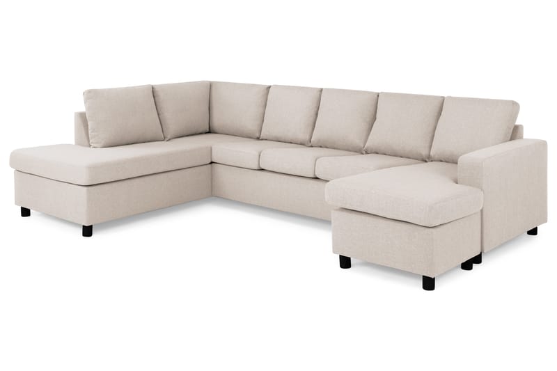 Crazy 5-personers Venstrevendt U-formet Sofa med Chaiselong i Stof - Beige - Møbler - Sofaer - U Sofa