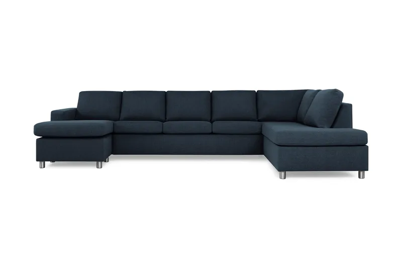 Crazy 5-personers Højrevendt U-formet X-Large Sofa med Chaiselong i Stof, Blå