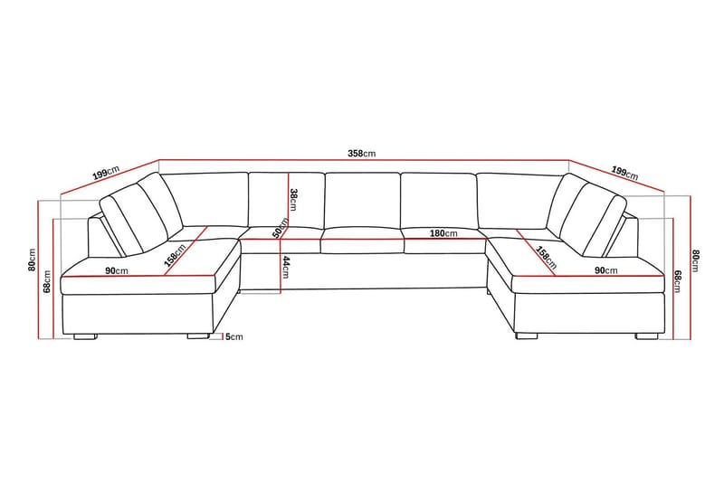 Crazy 5-personers U-formet Sofa med dobbeltchaiselong i Stof - Mørkegrå - Møbler - Sofaer - U Sofa