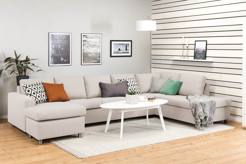 Crazy 5-personers Højrevendt U-formet X-Large Sofa med Chaiselong i Stof - Beige - Møbler - Sofaer - U Sofa