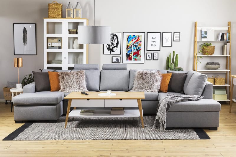 Crazy 5-personers Venstrevendt U-formet X-Large Sofa med Chaiselong i Stof - Grå - Møbler - Sofaer - U Sofa