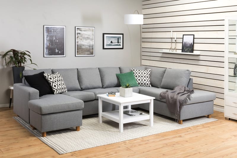 Crazy 5-personers Højrevendt U-formet X-Large Sofa med Chaiselong i Stof - Grå - Møbler - Sofaer - U Sofa