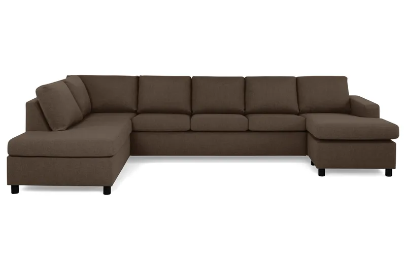 Crazy 5-personers Venstrevendt U-formet X-Large Sofa med Chaiselong i Stof - Brun - Møbler - Sofaer - U Sofa