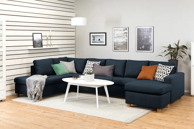 Crazy 5-personers Venstrevendt U-formet X-Large Sofa med Chaiselong i Stof - Blå - Møbler - Sofaer - U Sofa