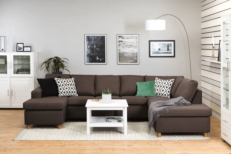 Crazy 5-personers Højrevendt U-formet X-Large Sofa med Chaiselong i Stof - Brun - Møbler - Sofaer - U Sofa