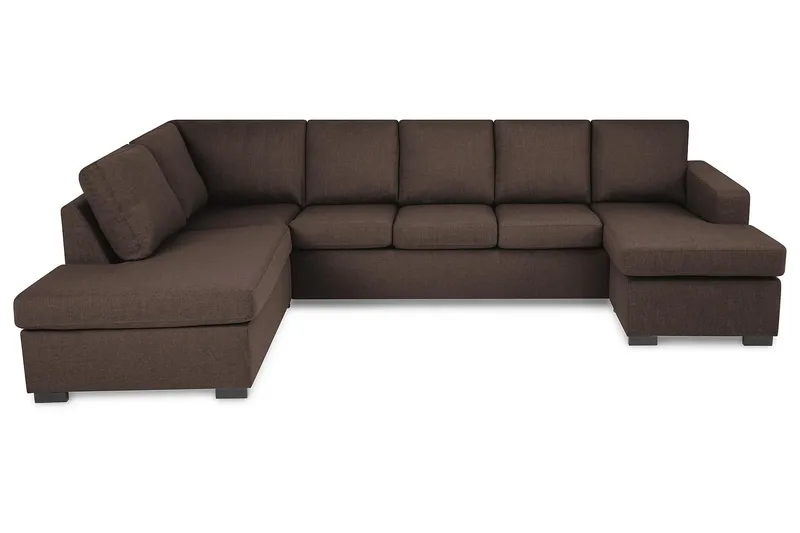 Crazy 5-personers Venstrevendt U-formet Sofa med Chaiselong i Stof - Brun - Møbler - Sofaer - U Sofa