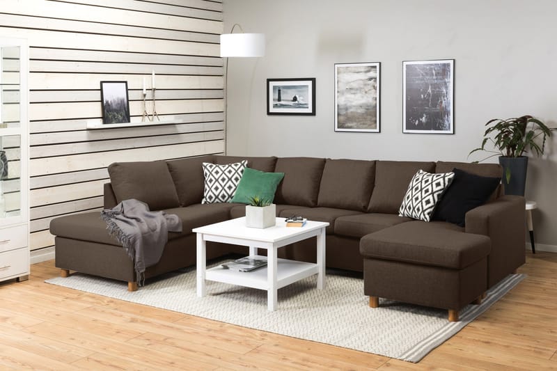 Crazy 5-personers Venstrevendt U-formet Sofa med Chaiselong i Stof - Brun - Møbler - Sofaer - U Sofa