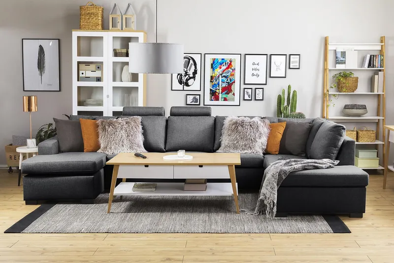 Crazy 5-personers Højrevendt U-formet X-Large Sofa med Chaiselong i Stof - Mørkegrå - Møbler - Sofaer - U Sofa