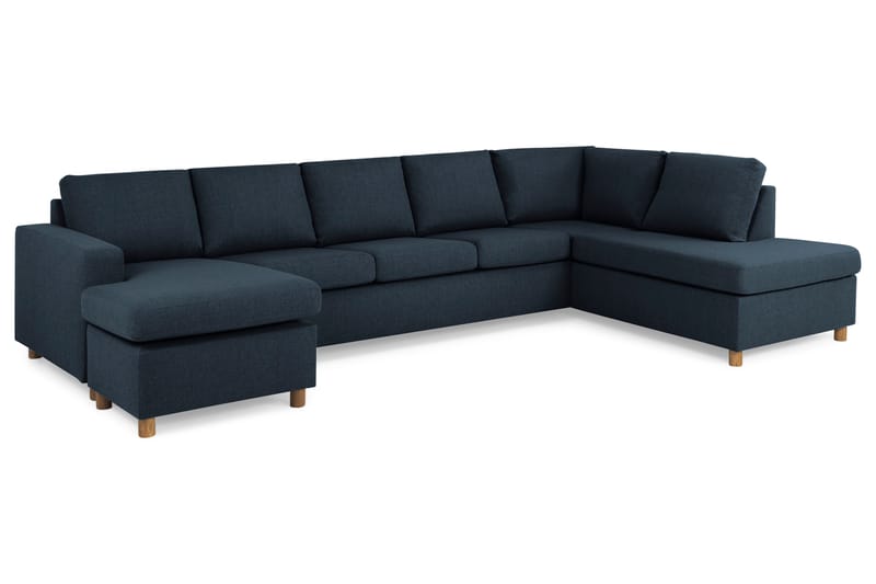 Crazy 5-personers Højrevendt U-formet X-Large Sofa med Chaiselong i Stof - Blå - Møbler - Sofaer - U Sofa