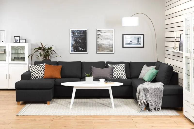 Crazy 5-personers Højrevendt U-formet X-Large Sofa med Chaiselong i Stof - Antracit - Møbler - Sofaer - U Sofa