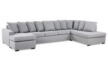 Crazy 5-personers Højrevendt U-formet X-Large Sofa med Divan og Chaiselong i Stof inkl. Kuvertpuder - Grå - Møbler - Sofaer - U Sofa