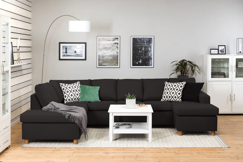Crazy 5-personers Venstrevendt U-formet Sofa med Chaiselong i Stof - Antracit - Møbler - Sofaer - U Sofa