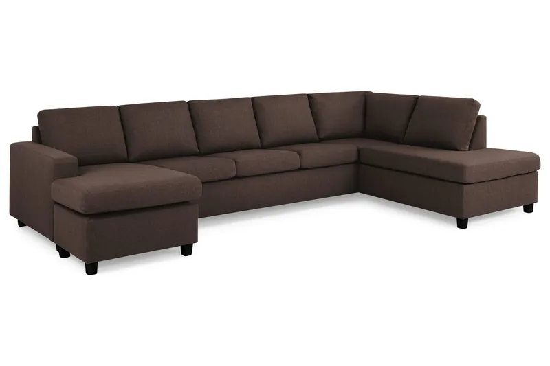 Crazy 5-personers Højrevendt U-formet X-Large Sofa med Chaiselong i Stof - Brun - Møbler - Sofaer - U Sofa