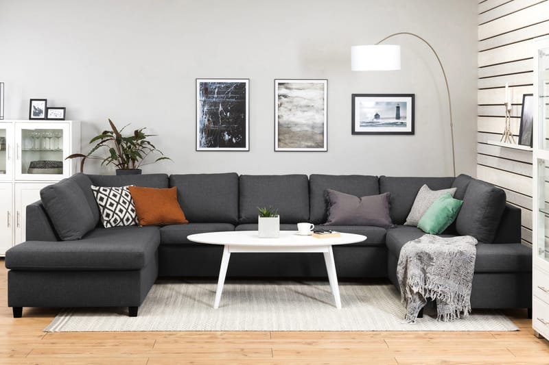 Crazy 5-personers U-formet Sofa med dobbeltchaiselong i Stof - Mørkegrå - Møbler - Sofaer - U Sofa