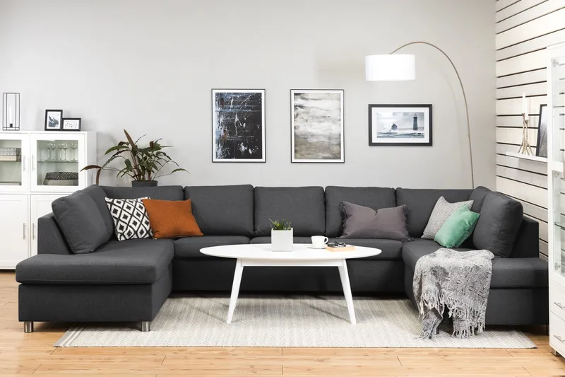 Crazy 5-personers U-formet Sofa med dobbeltchaiselong i Stof - Mørkegrå - Møbler - Sofaer - U Sofa