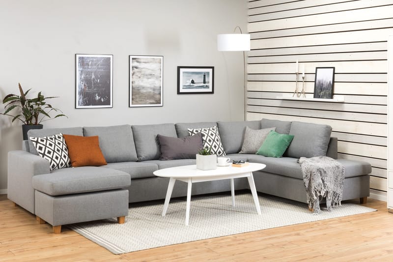 Crazy 5-personers Højrevendt U-formet X-Large Sofa med Chaiselong i Stof - Grå - Møbler - Sofaer - U Sofa