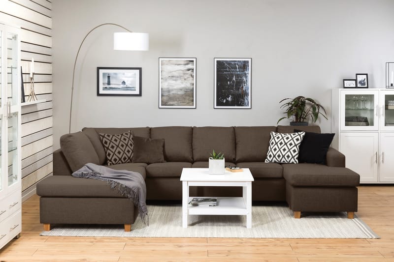 Crazy 5-personers Venstrevendt U-formet Sofa med Chaiselong i Stof - Brun - Møbler - Sofaer - U Sofa