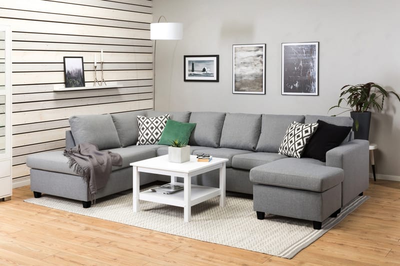 Crazy 5-personers Venstrevendt U-formet Sofa med Chaiselong i Stof - Grå - Møbler - Sofaer - U Sofa