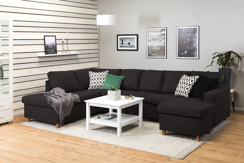 Crazy 5-personers Venstrevendt U-formet Sofa med Chaiselong i Stof - Antracit - Møbler - Sofaer - U Sofa