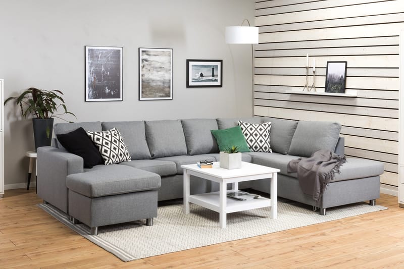 Crazy 5-personers Højrevendt U-formet X-Large Sofa med Chaiselong i Stof - Grå - Møbler - Sofaer - U Sofa