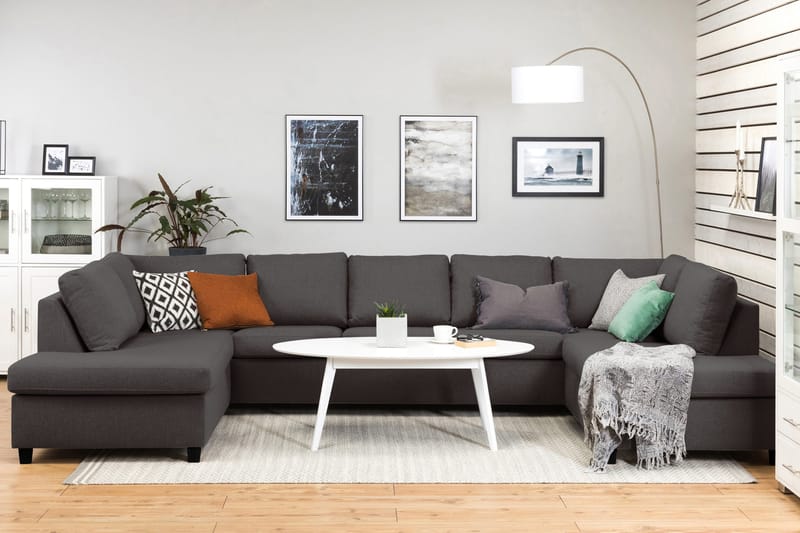 Crazy 5-personers U-formet Sofa med dobbeltchaiselong i Stof - Mørkegrå - Møbler - Sofaer - U Sofa