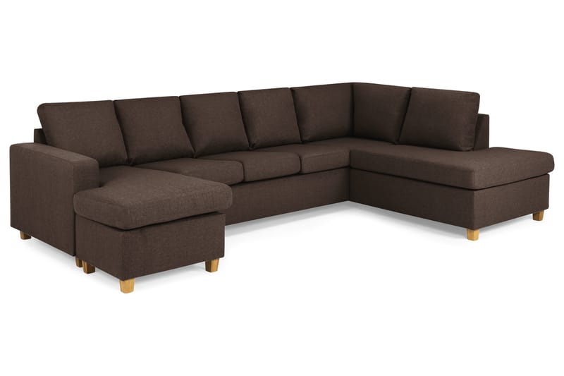 Crazy 5-personers Højrevendt U-formet X-Large Sofa med Chaiselong i Stof - Brun - Møbler - Sofaer - U Sofa