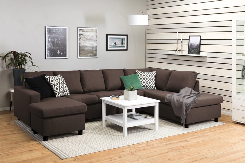 Crazy 5-personers Højrevendt U-formet X-Large Sofa med Chaiselong i Stof - Brun - Møbler - Sofaer - U Sofa